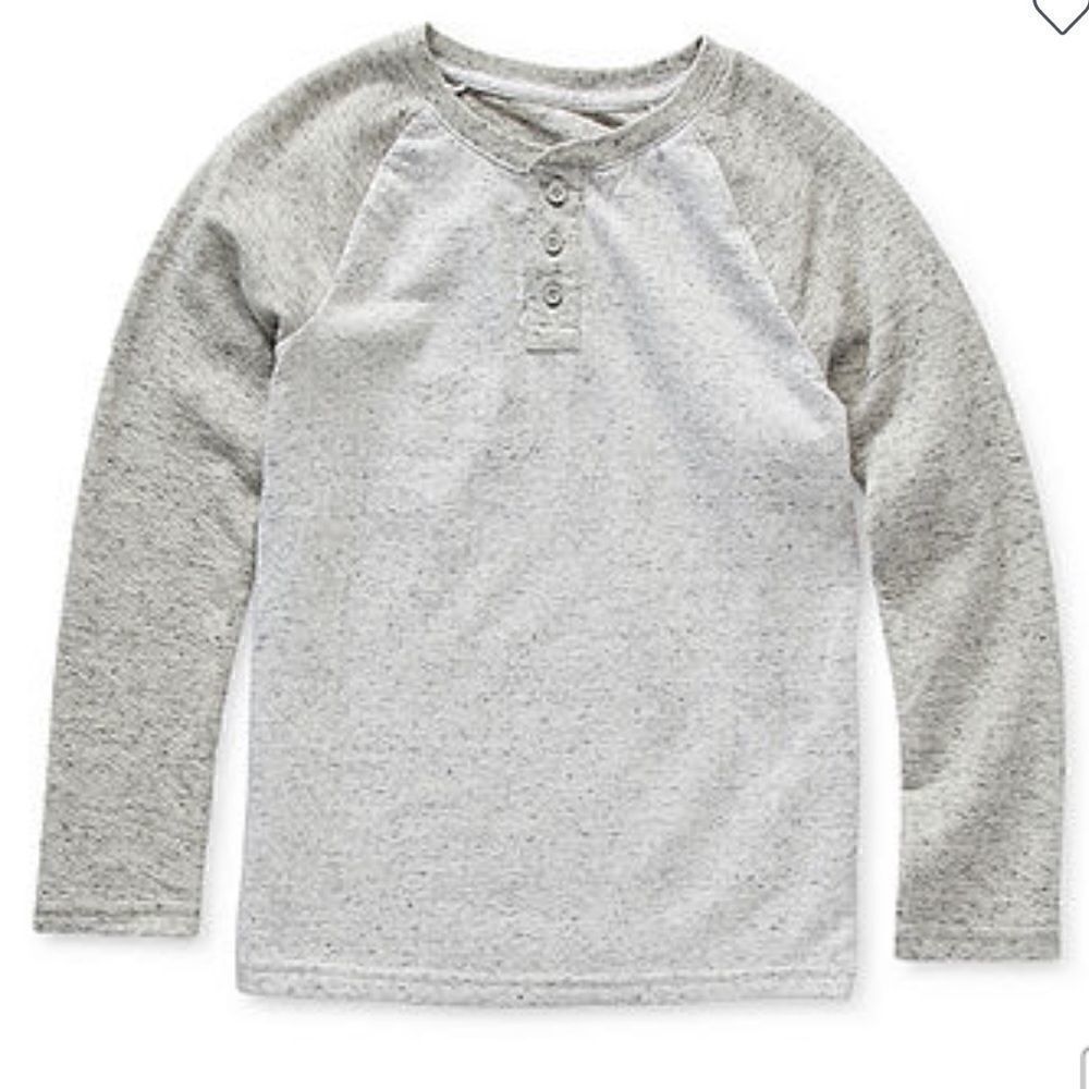 Thereabouts Little & Big Boys Grey Long Sleeve Henley Shirt